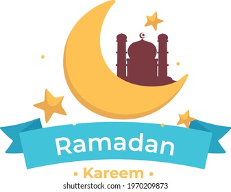 Crescent Islamic with mosque for Ramadan Kareem and eid mubarak. Half Moon pattern,background.vector illustration