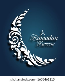 Crescent Islamic for Ramadan Kareem. Ornamental Half Moon