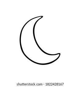 Crescent isolated on white, hand-drawn vector illustration in Scandinavian style.