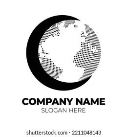 Crescent Letter C with Globe Logo design