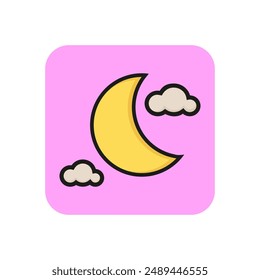 Crescent line icon. Clouds, night, moonlight. Halloween concept. Vector illustration can be used for topics like sky, astrology, nature