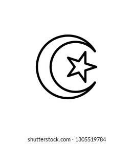 Crescent Line Icon In Flat Style Vector Icon For Apps, UI, Websites. Black Icon Vector Illustration.
