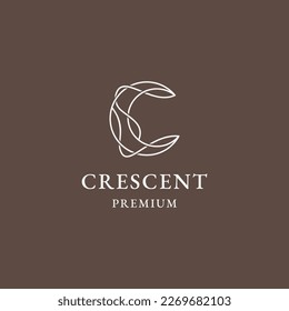 Crescent line logo design template flat vector