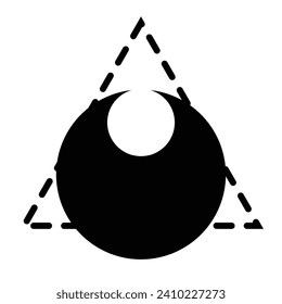 crescent line orbit astrology space, planets galaxy phases sphere shadow vector illustration flat icon logo web mobile concept design black white isolated background