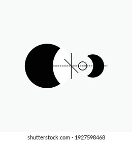 Crescent Line Vektor.Space Mond Sterne Astronomie verdunkeln abstrakte Sonne dunkle Abstrak, Vektorgrafik, Symbol, Logo, Symbol, Zeichen, Illustration Minimalist.