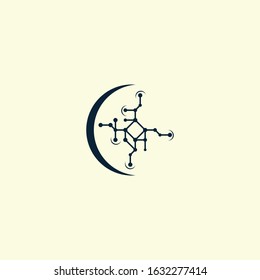 crescent logo a combination of the concept of circuit technology