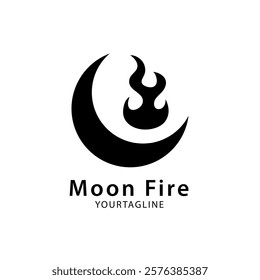 Crescent logo icons and fire elements. Simple design with unique shape for your business