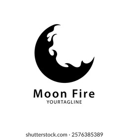 Crescent logo icons and fire elements. Simple design with unique shape for your business