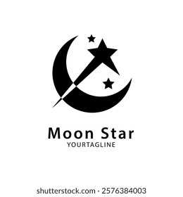 Crescent logo icons and star elements. Simple design with unique shape for your business