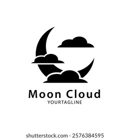 Crescent logo and three cloud elements. Simple and unique design for your business