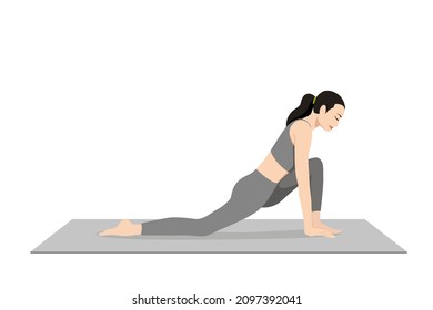 Crescent Low Lunge Pose Variation Hands Toes. Beautiful girl practice Anjaneyasana Variation Hands Toes. Young attractive woman practicing yoga exercise. working out, black wearing sportswear, calm