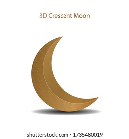 Crescent Moon 3d Vector. Islamic Symbol Crescent Moon.