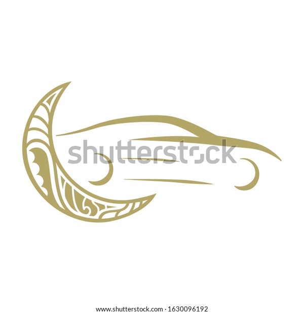 crescent moon and abstract\
car, vector
