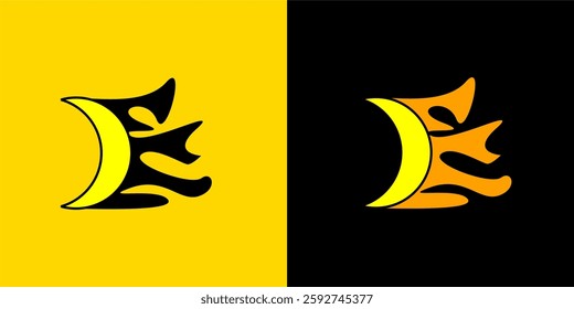 crescent moon abstract logo vector