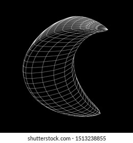 Crescent moon. Abstract polygonal wireframe moon illustration. Night symbol. Arabic islamic muslim ramadan design