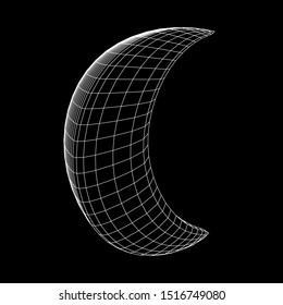 Crescent moon. Abstract polygonal wireframe moon illustration. Night symbol. Arabic islamic muslim ramadan design