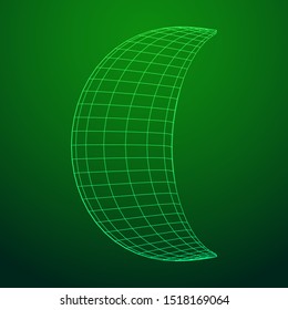 Crescent moon. Abstract polygonal wireframe moon illustration. Night symbol. Arabic islamic muslim ramadan design