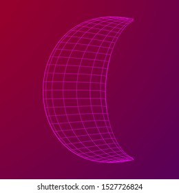 Crescent moon. Abstract polygonal wireframe moon illustration. Night symbol. Arabic islamic muslim ramadan design