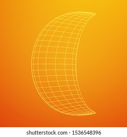 Crescent moon. Abstract polygonal wireframe moon illustration. Night symbol. Arabic islamic muslim ramadan design