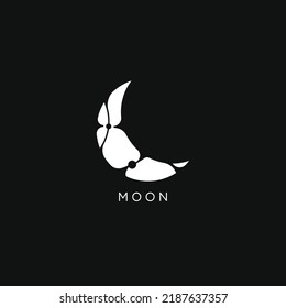 Crescent moon abstract unique minimal logo icon sign design concept. Vector illustration
