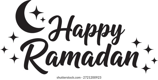 Crescent moon with Arabic calligraphy for Ramadan celebration on white background vector