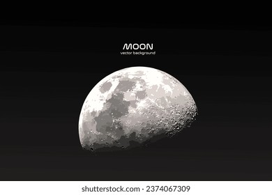 Crescent Moon. The Background of the Moon in the Starry Sky. Moon in the starry sky in the dark. Moon with star. Realistic vector illustration. Vector background.