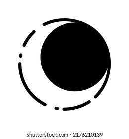 Crescent Moon and Black Sun Eclipse Flat Icon Design