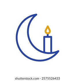 Crescent Moon and Candle Simple Icon