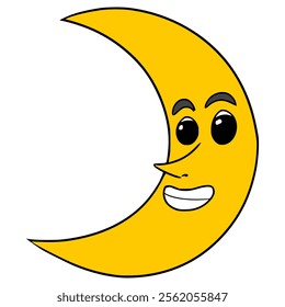 crescent moon cartoon illustration hand drawn isolated vector