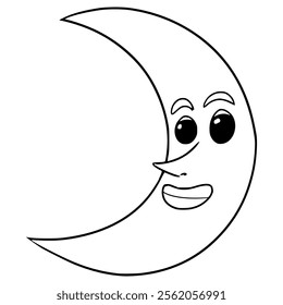 crescent moon cartoon illustration hand drawn outline vector