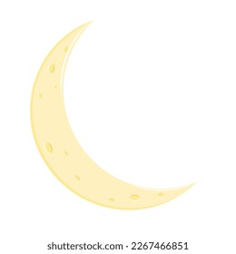 Crescent moon in cartoon style isolated on white background. Nighttime symbol. Vector illustration. 