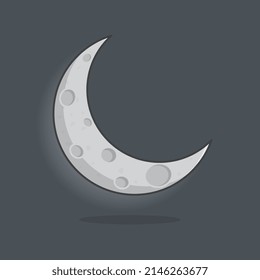 Ilustración del Vector de Crescent Moon Cartoon. Esquema de icono plano de la luna