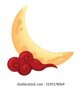 crescent moon and chinese cloud icon