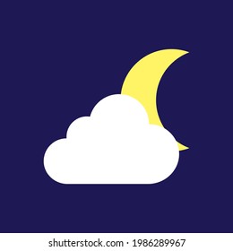 crescent moon and cloud. night illustration