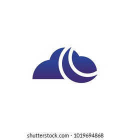 Crescent moon and cloud at night nature graphic template vector