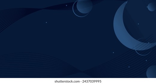 Crescent moon. Moon in the Clouds. Moon Background in Starry Sky. Moonlight in the Night Sky. Vector Illustration.