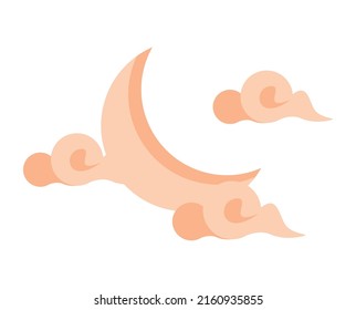 crescent moon and clouds icon