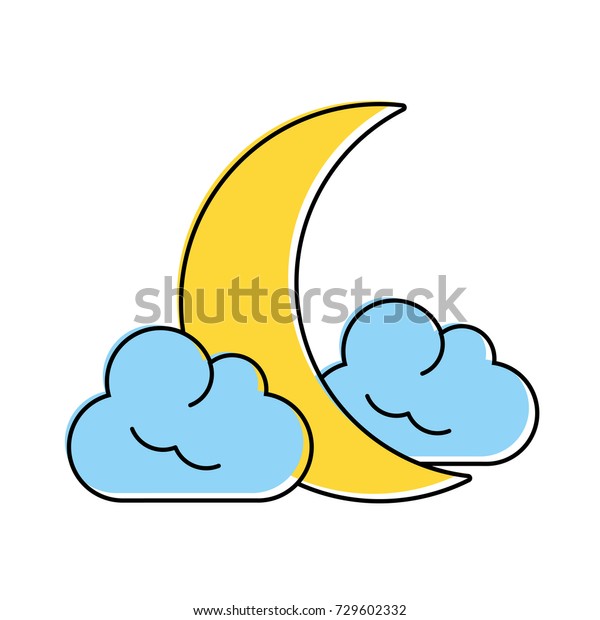 crescent moon and clouds icon\
image 