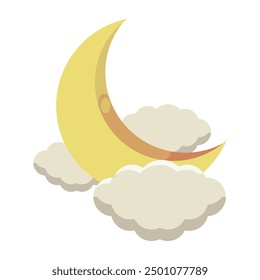 crescent moon and clouds isolated