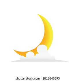 Crescent moon and clouds vector illustration