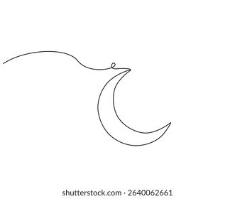 Crescent moon continuous line art. Moon one line drawing. Planet concept vector illustration