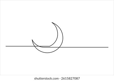 Crescent moon continuous one line art drawing of isolated outline vector illustration
