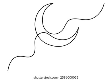 Crescent moon continuous single line drawing art of isolated outline vector illustration
