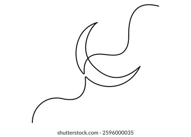 Crescent moon continuous single line drawing art of isolated outline vector illustration
