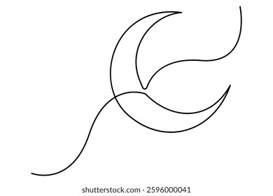 Crescent moon continuous single line drawing art of isolated outline vector illustration
