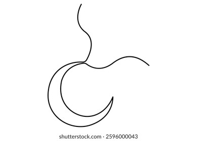 Crescent moon continuous single line drawing art of isolated outline vector illustration
