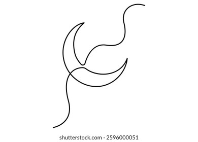 Crescent moon continuous single line drawing art of isolated outline vector illustration
