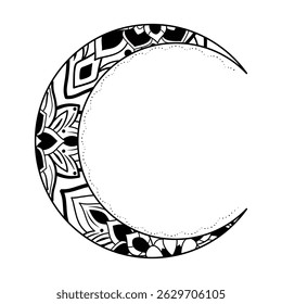 Crescent moon design. drawing of botanical natural theme. decoration, wallpaper, sticker, tattoo.