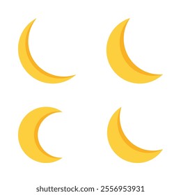 Crescent moon different shapes vector set