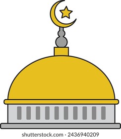 Crescent moon and dome icon. Islamic religion culture and belief theme. Isolated design. Vector illustration